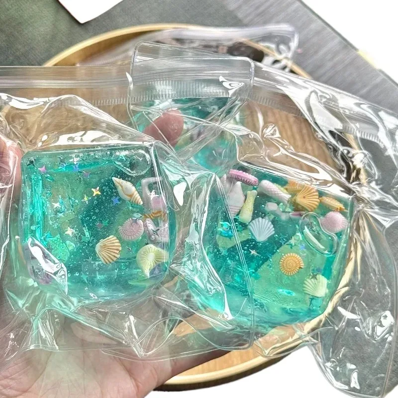 Squishy Maltose Cubes Fidget Toy Super Soft Transparent Star Squeeze Toy Ocean Sensory Anti-stress Toy for Friend Christmas Gift