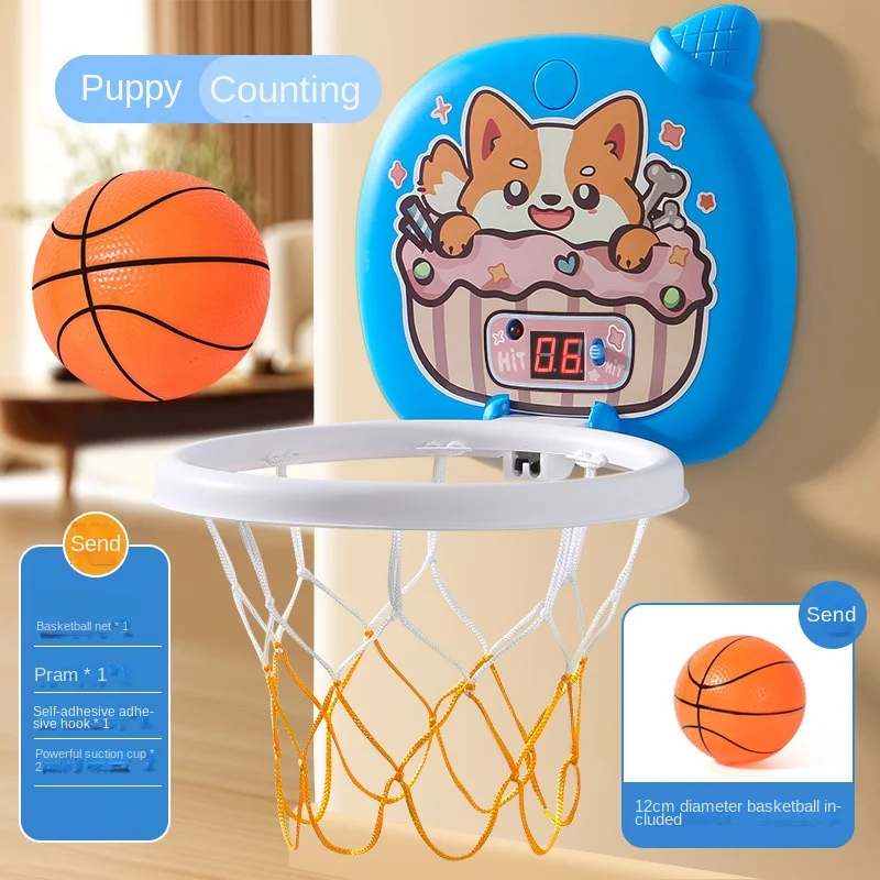 Marco de baloncesto para niños, estante colgante para pelotas de bebé, juguetes interactivos para padres e hijos sin perforar, regalo
