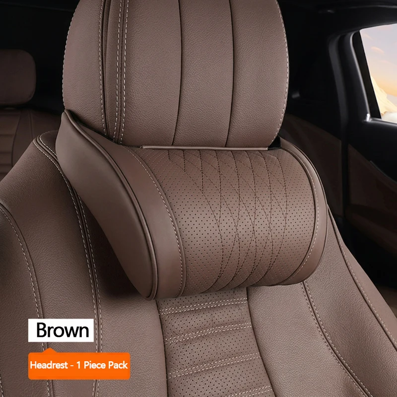 1 Stück Auto-Kopfstütze, multifunktionales Auto-Nackenkissen, universelles Kissen für Fahrer- und Beifahrersitz, Kopfstützenkissen, Orange/Schwarz/Braun – Detail 4