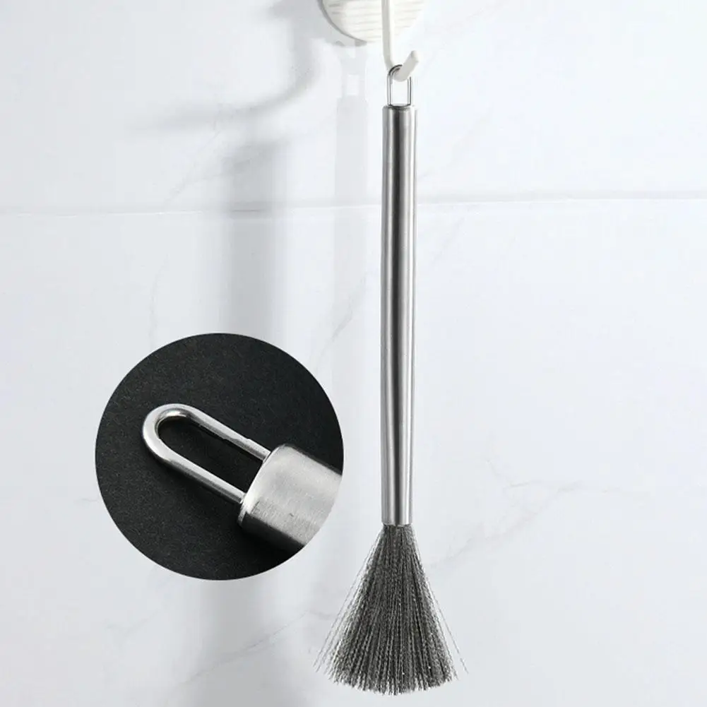 Stainless Steel Wire Wok Brush Household Steel Wire Cleaning Kitchen Hanging Brush Pot Bowl Dirt Removal Artifact Wire Brush