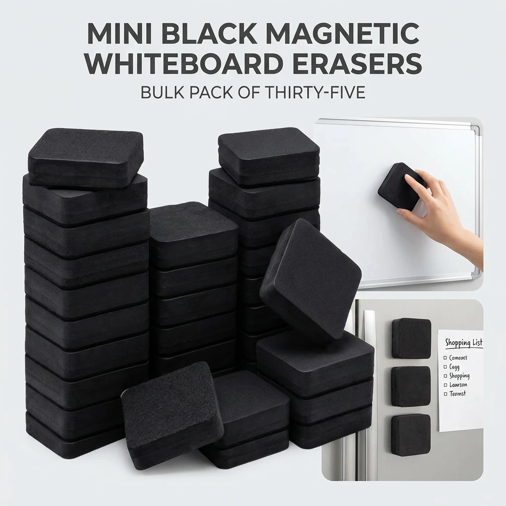 35 Pack Mini Magnetic Whiteboard Erasers EVA Felt Soft Wiping Surface for Kids Adults Home School Office Lightweight