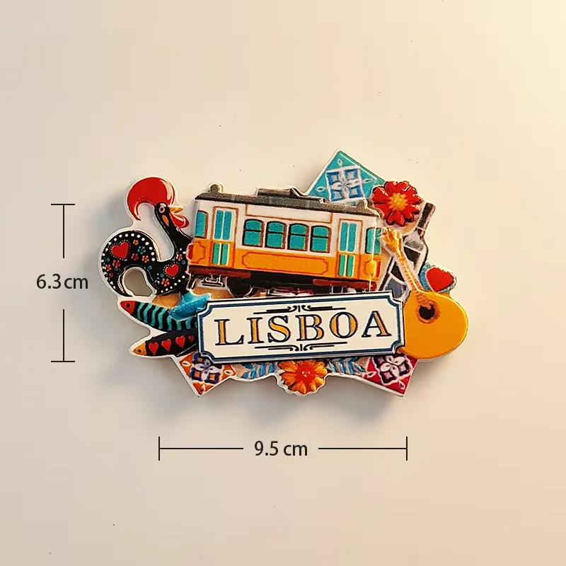 البرتغال، الليسبون، الحافلة، الديك، مجسمة ثلاثية الأبعاد، هدايا تذكارية للسياحة، لوحة الراتنج، ديكور المنزل، مغناطيس الثلاجة