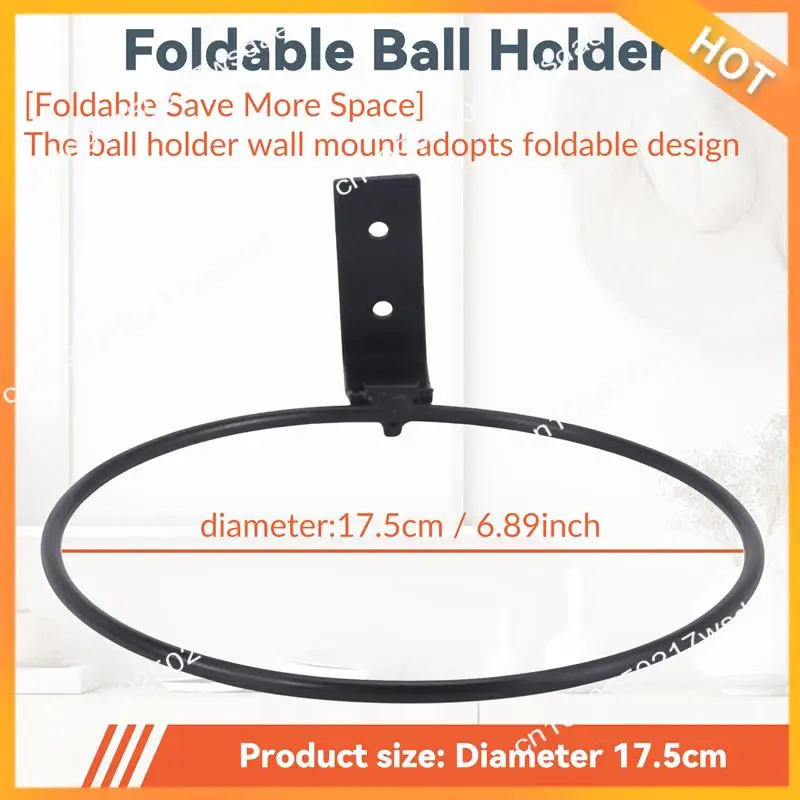 X08A 2 Pack Foldable Ball Holder Wall Mounted,Sports Ball Display Rack For Basketball Volleyball Rugby Soccer Football