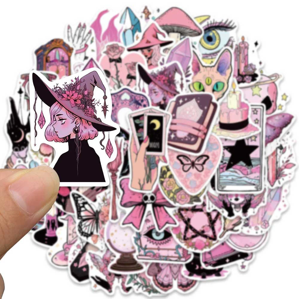 10/30/50pcs Pink Witchy Magic Gothic Apothecary Tarot Witch Sticker Aesthetic Cute Cartoon Decal Cool Decoration Sticker Kid Toy