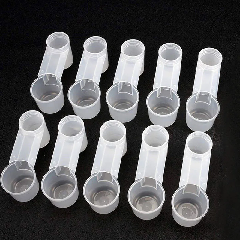 10pcs Plastic Pet Bird Pigeon Parrot Drinker Feeder Aviary Cage Transparent Poultry Water Bottle Cup