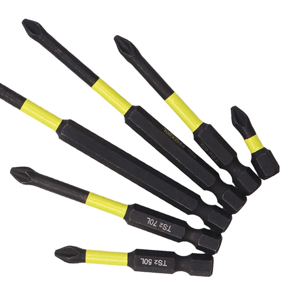 25-150mm Magnetic Non-Slip PH2 Cross Screwdriver Bit Batch Head Hex Shank Yellow Drill Bit Power Tools Accessories 25/50/75/90mm