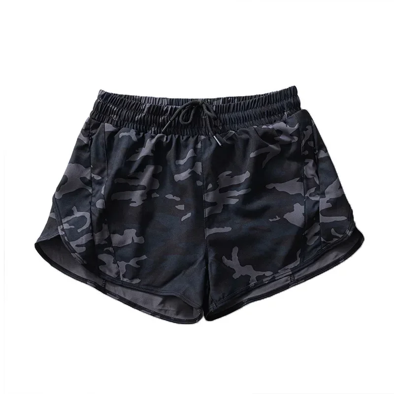 Neue Sportshorts für Damen, Track That Camouflage, Leopardenmuster, Laufen, schnell trocknendes Futter, lässig, Yoga, schnell trocknender Kordelzug