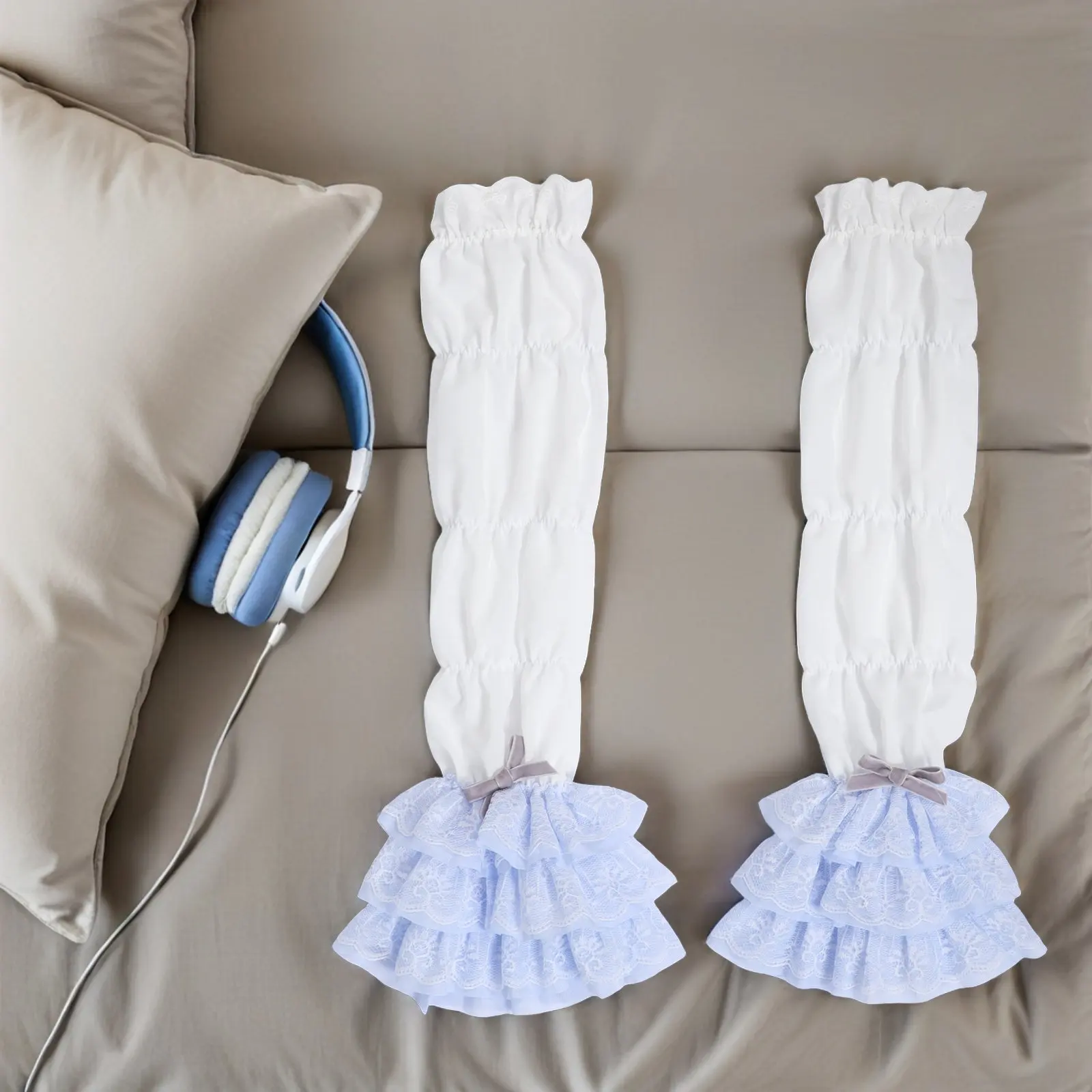 

1Pair Lolita Lace Ruffle Wrist Cuffs Women Elegant Fingerless Arm Sleeves Detachable Bridal Tulle Cosplay Costume Accessory Lace