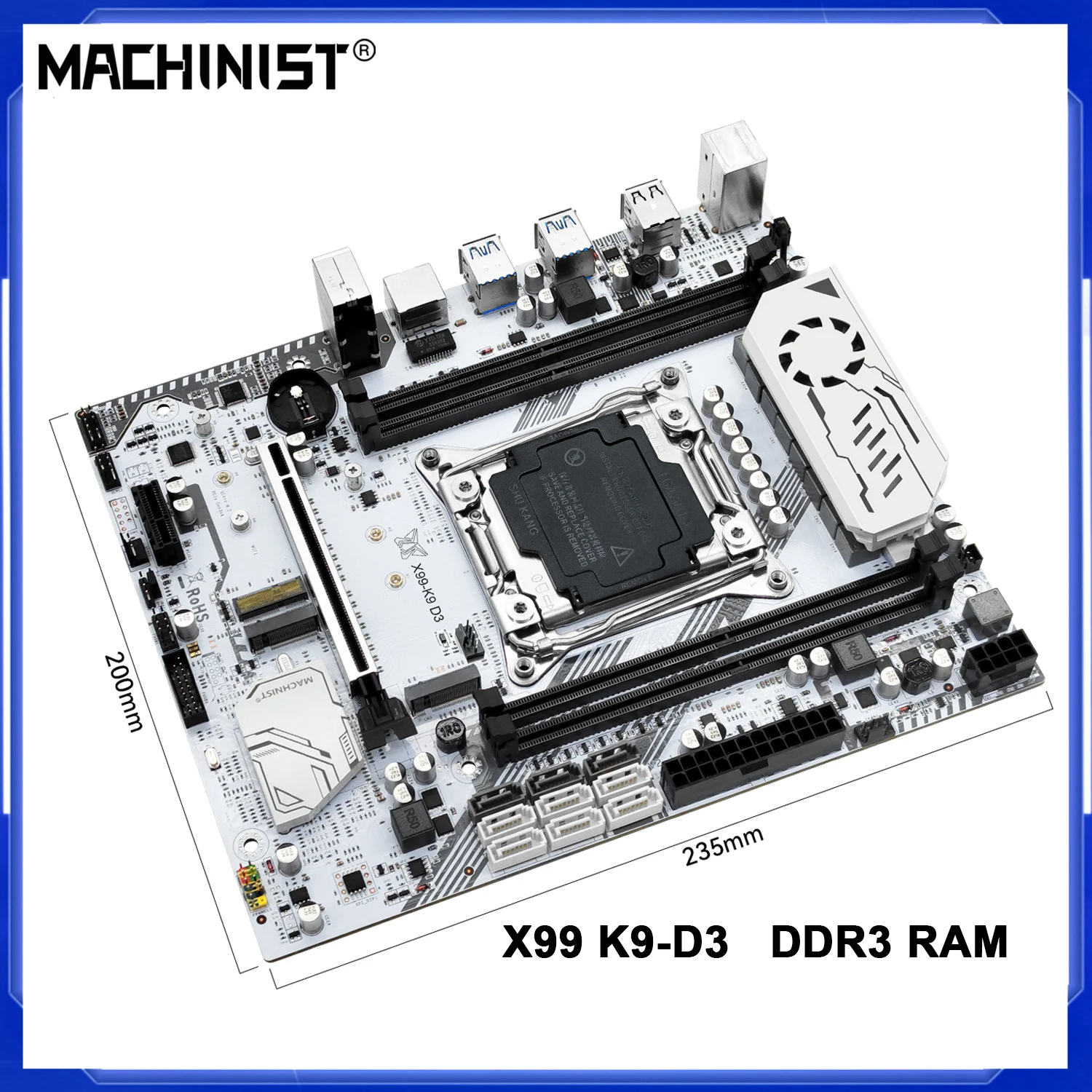 MACHINIST X99 motherboard K9-D3 LGA 2011-3 with M.2 slot Support X99 C612chip DDR3 Memory SATA3.0 USB3.0 PCI16X