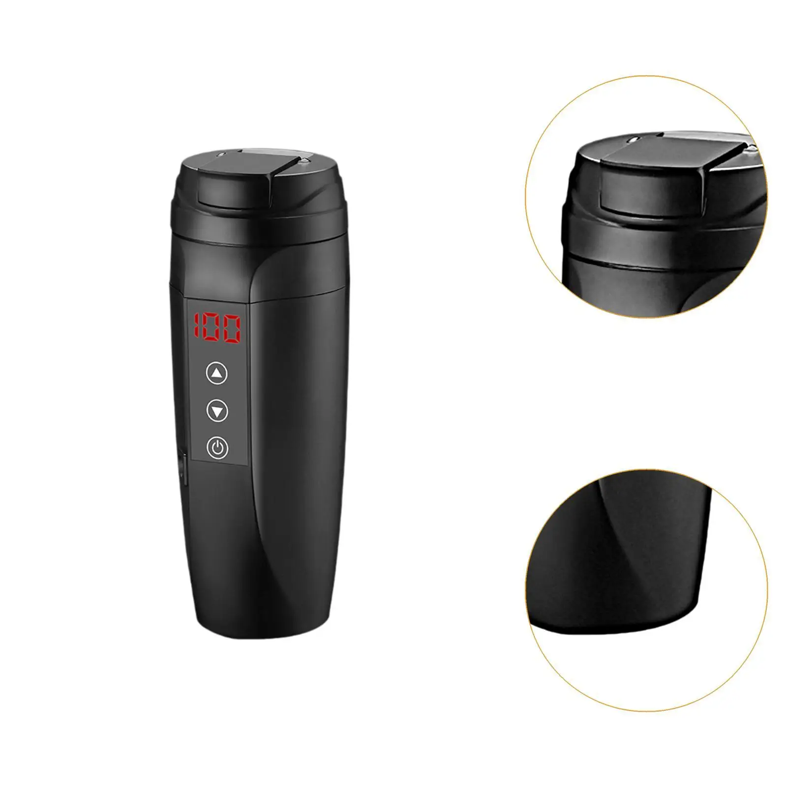 Portable Car Kettle Electric Water Heater 304 Stainless Steel 400ml Sealed Lid Digital Display for Vehicle Truck Travel Camping