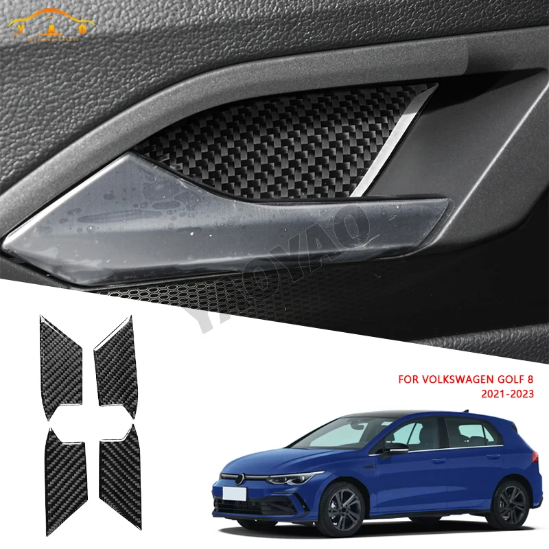 

Carbon Fiber Inner Door Handle Bowl Cover Decoration Stickers For Volkswagen Golf 8 MK8 2020-2023 Car Interior Accessories