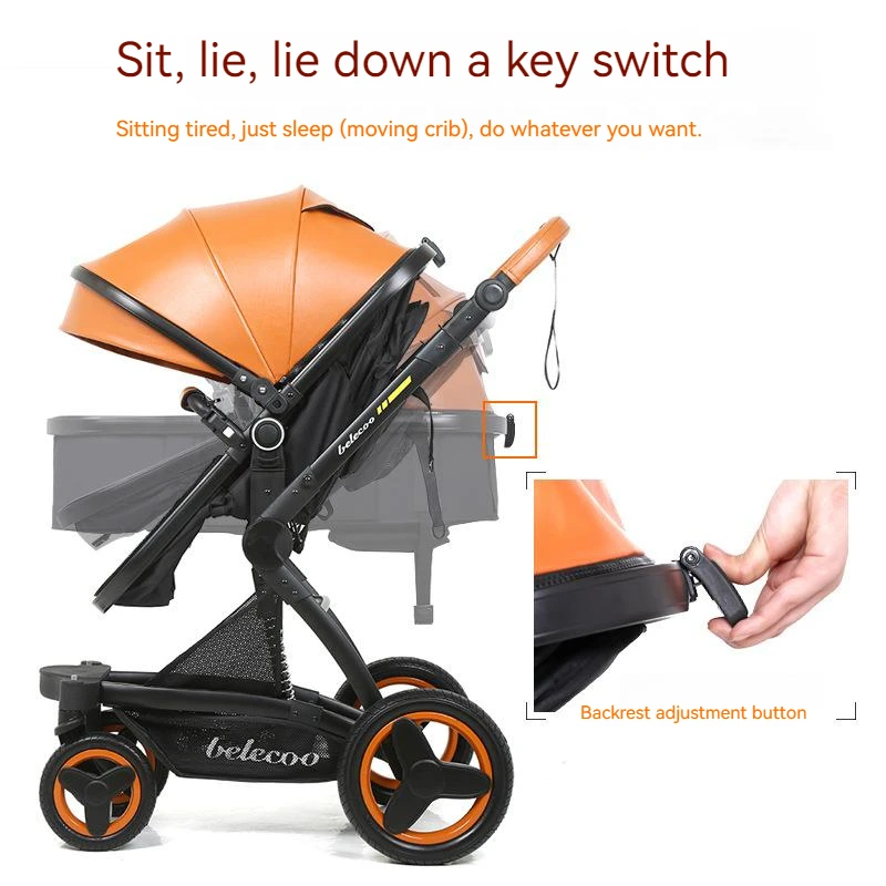 Luxury High-end baby stroller 3in1, enlarged X6 high landscape baby cart with car basket,can sit, lie down and fold two-way cart