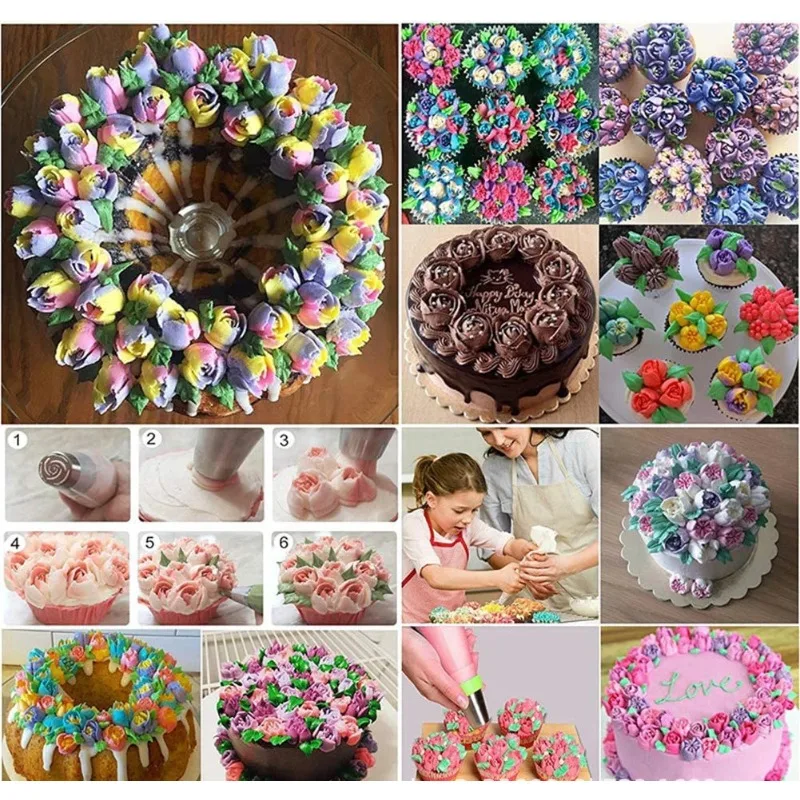 

8/13Set Russian DIY Tulip Icing Piping Nozzle Stainless Steel Flower Cream Pastry Tips Nozzles Bag Cupcake Cake Decorating Tools