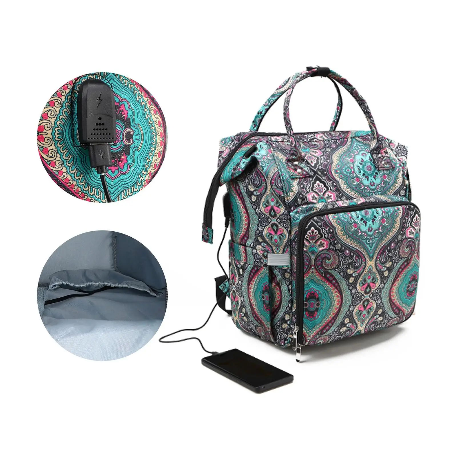 Crochet Backpack Multi Pockets Storage for Household Traveling Sewing Tools