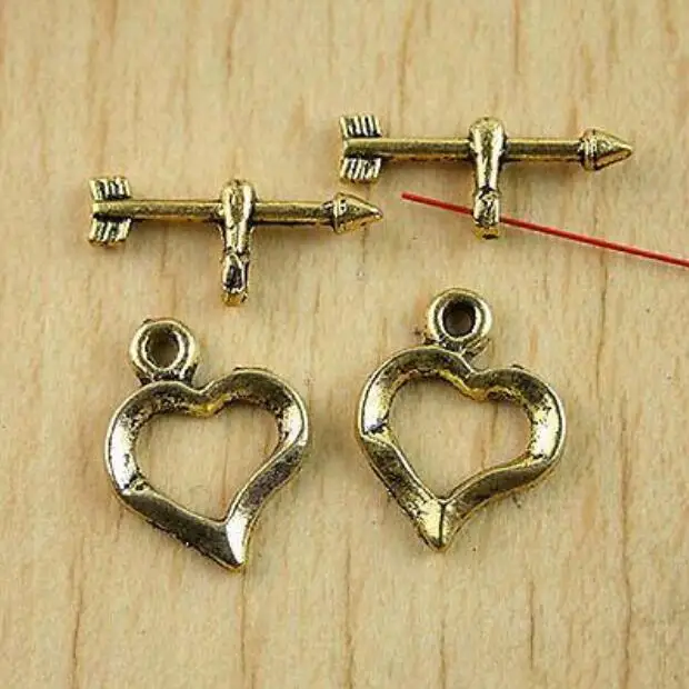 

30sets 16.8x13mm bar18.1mm dark gold tone Heart Toggle Clasps h0878