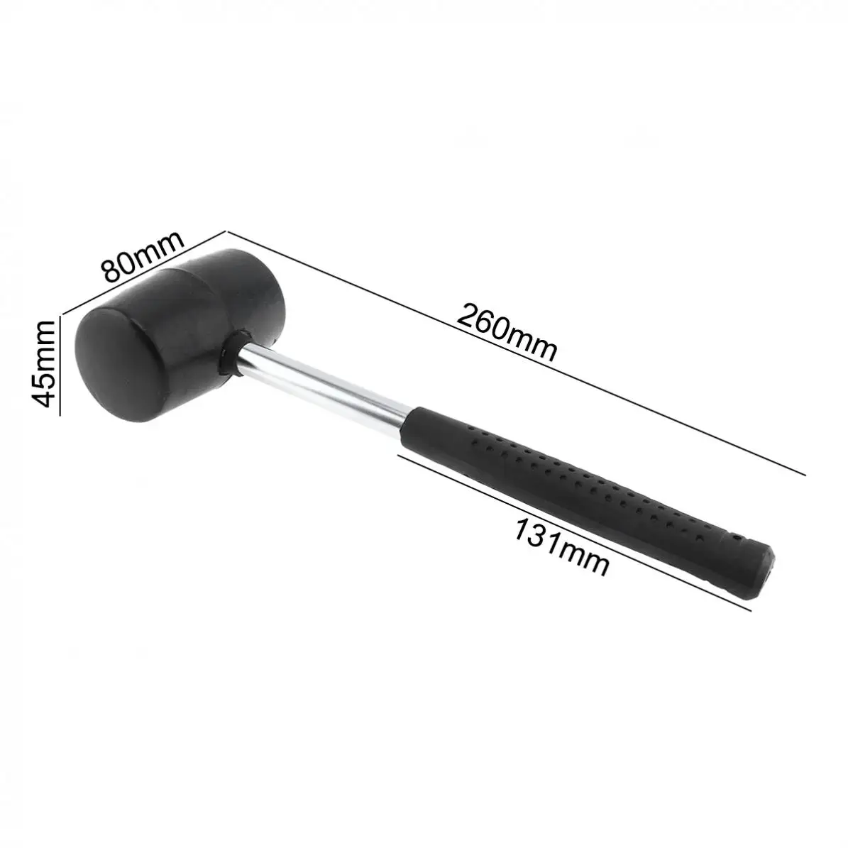 Black Non-elastic Rubber Hammer Tile hammer with Non-slip Handle DIY Hand Tool and Round Head