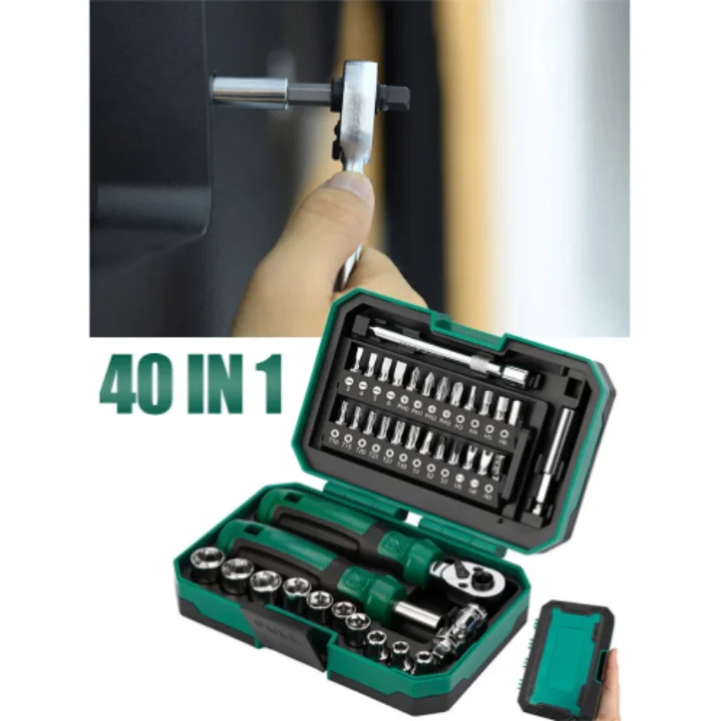 

40-in-1 Screwdriver Wrench Kit Sleeve Set Ratchet Screwdriver Wrench Kit DIY Household Repair Tool Magnetic Screw Driver Bit Set