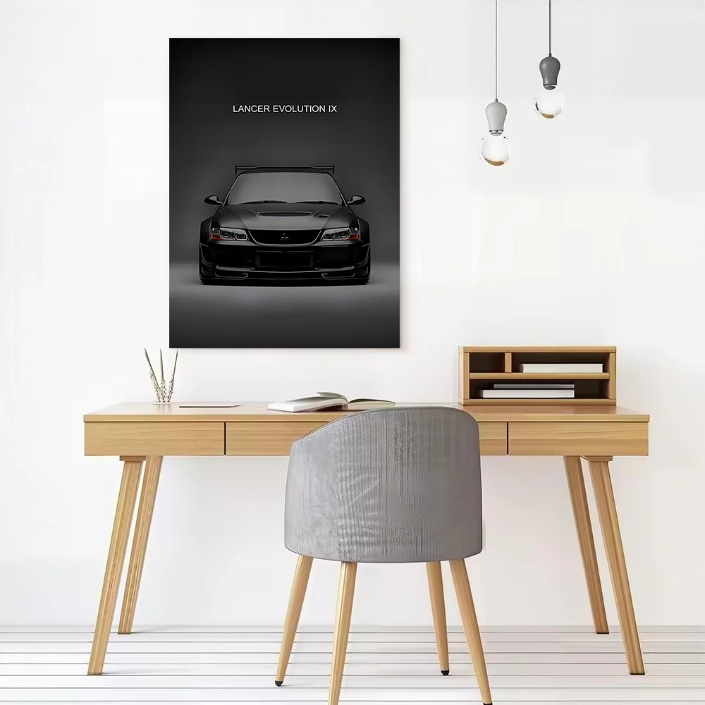 Sport Black Japanese Car Lancer Evolution IX Printed Canvas Poster Custom Pictures Wall Art Canvas Painting for Room Decor Arts