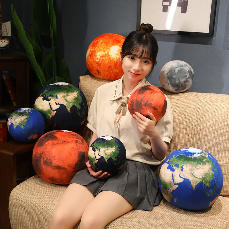 Lifelike Solar System  Planet Earth Sun Mars Plush Toy Stuffed Mercury Jupiter Saturn Uranus Neptune Round Ball Throw Pillow