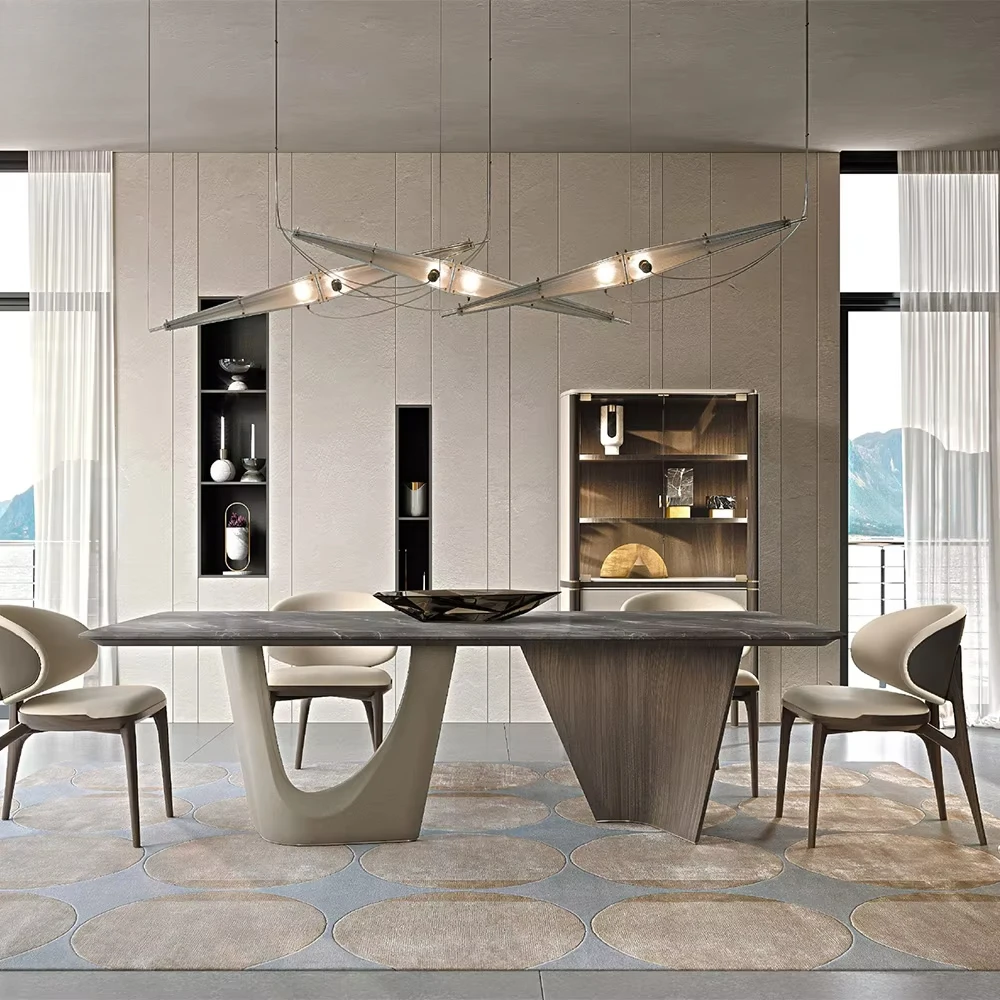 Luxurious Black Natural Marble Dining Room Sets 6 8 Chairs Luxury Dinning Table