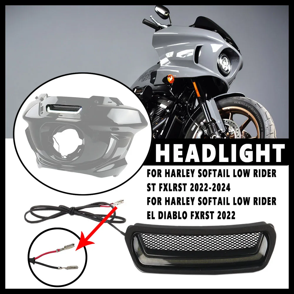 NEW For Harley Softail Low Rider ST El Diablo FXRST FXLRST 2022 2024 Motorcycle Accessory White Tracer Headlight Vent Accent LED