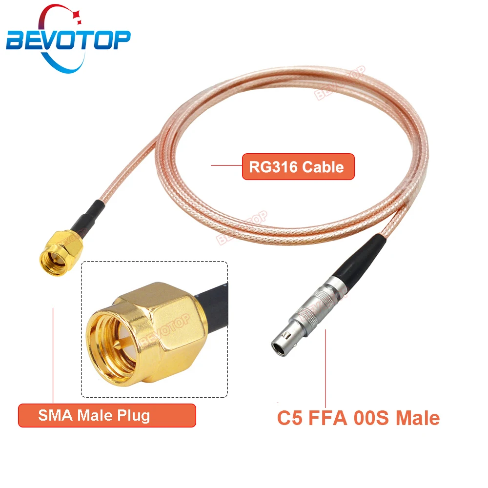 RG316 Cable SMA to C5 FFA 00S Connector Male Plug RF Coax Pigtail Assembly Pigtail for Ultrasonic Flaw Detector