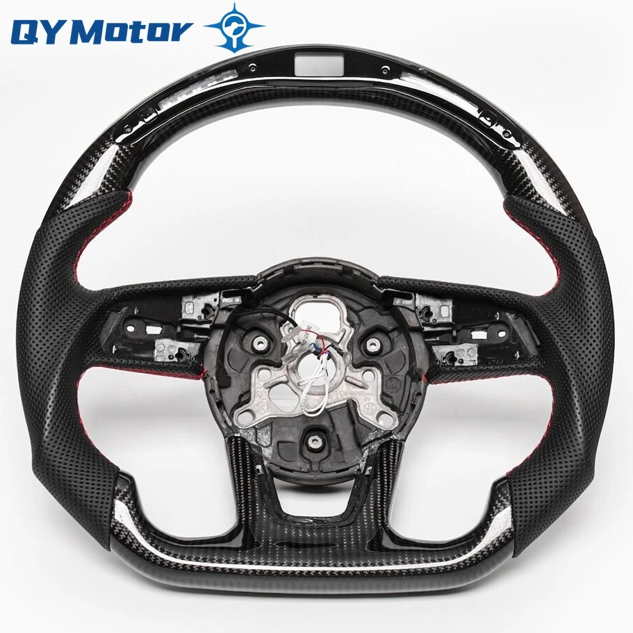 

LED Real Carbon Fiber Perforated Leather Steering Wheel For Audi RS3 RS4 RS5 A3 A4 B9 A5 S3 S4 S5 RS7 2017 -2021