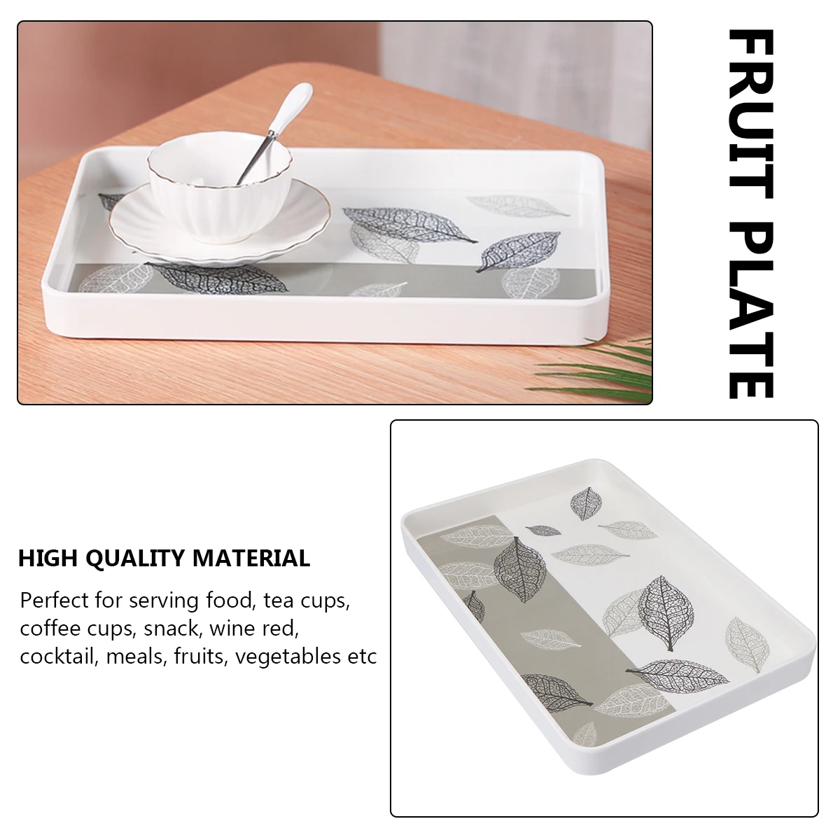 

1pc Rectangular Serving Tray Longlasting Smooth Surface Easy Clean European Style Breakfast Plate Fruit Snack Tray For Home