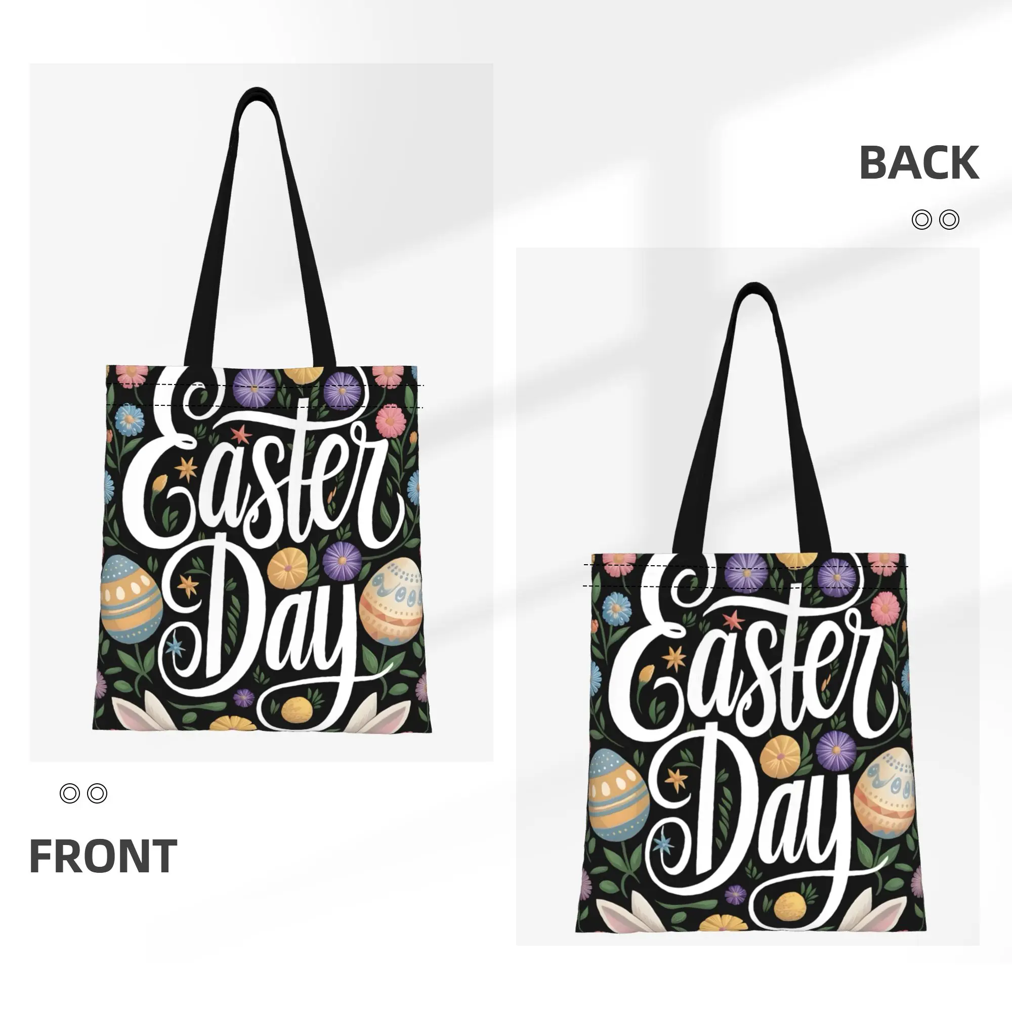 1PC Blossom Season Canvas Tote Bag Easter Bunny Vibes Canvas Tote Bag Perfect for Shopping Grocery Travel & Outdoor