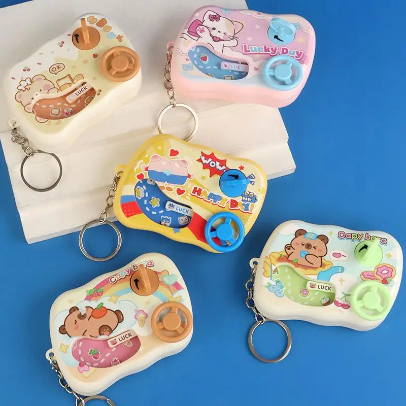 Mini Car Adventure Game Console Steering Wheel Keychain Pendant