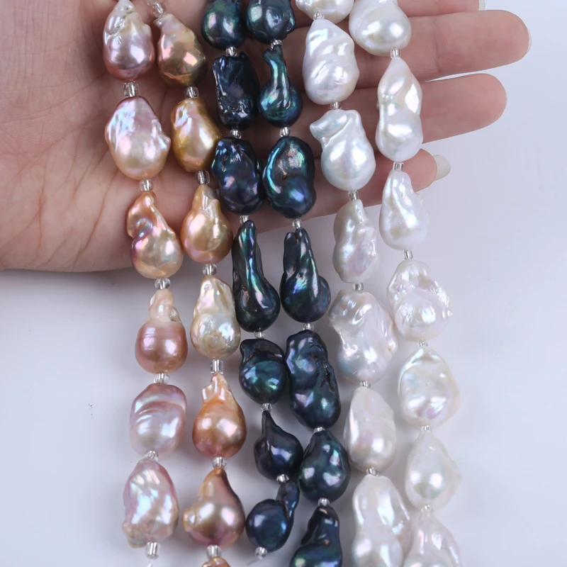 18cm 13-18mm white pink black loose freshwater fireball huge large baroque pearls strand