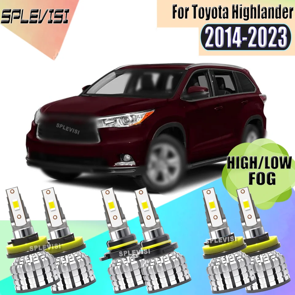 

SPLEVISI Long Life Span Car LED Headlight Foglight Aviation Aluminum Hi/Low Beam Bulbs Fog Light For Toyota Highlander 2014-2023