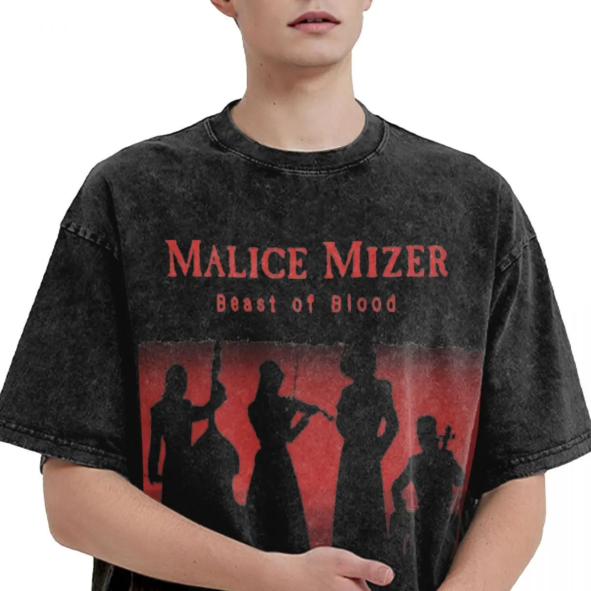 Malice Mizer Washed T Shirt Streetwear Hip Hop Vintage T-Shirt Tees Tops for Men Women 100% Cotton Oversize Summer