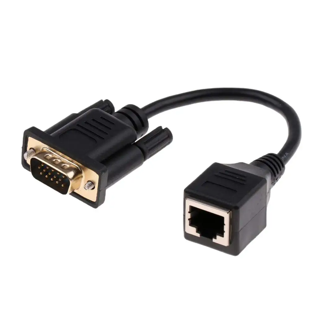 RJ45 To VGA Cable VGA 15-Pin Port Male To RJ45 Female Ethernet LAN