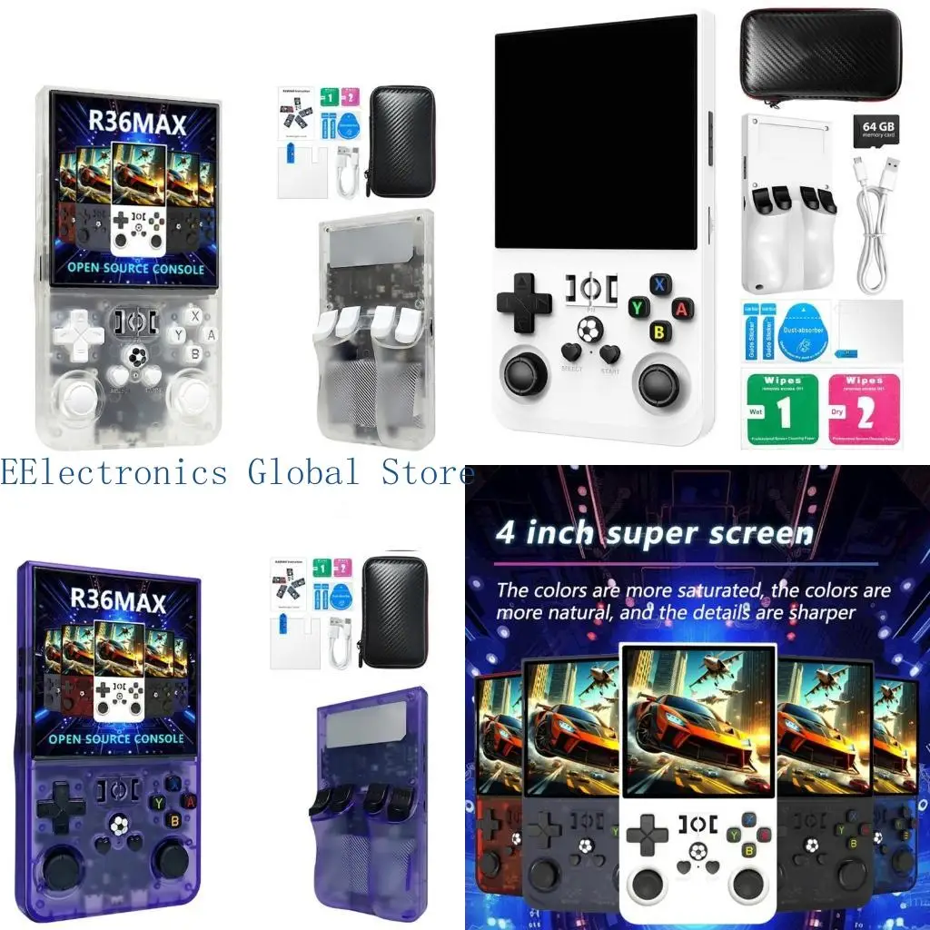 

462B 1 комплект, игровая консоль в стиле ретро с открытым исходным кодом, игровой плеер R36Max, экран 4,0 дюйма, высокая