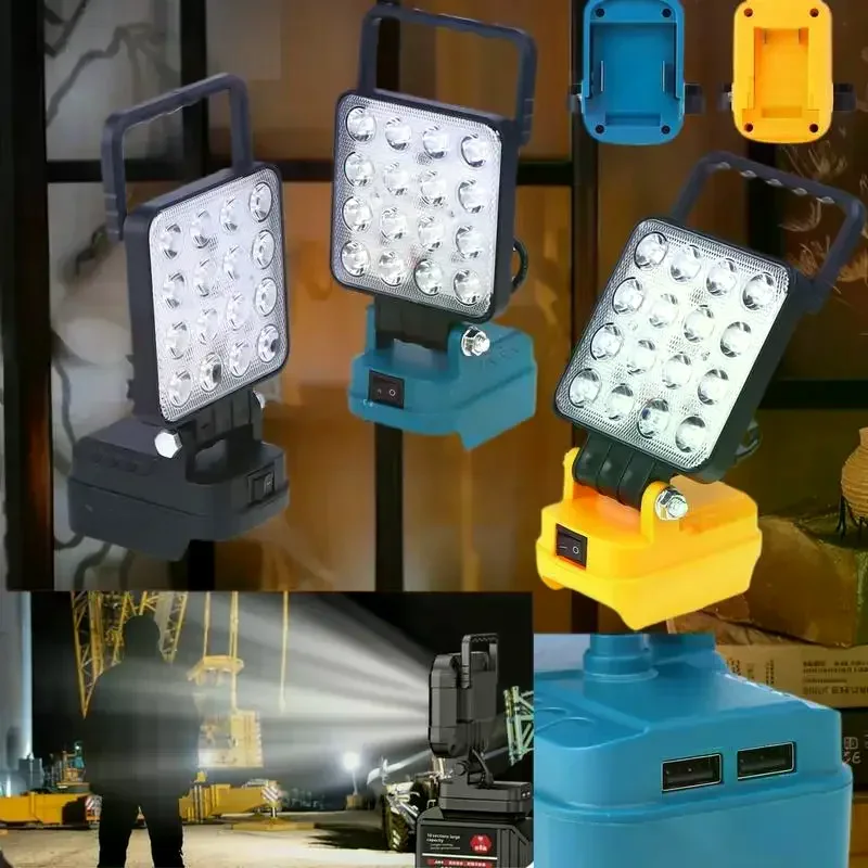 14 واط مصباح التخييم إضاءة الطوارئ مع المزدوج USB بطارية ليثيوم أيون فانوس مصباح يدوي خارجي 4 بوصة LED ضوء العمل