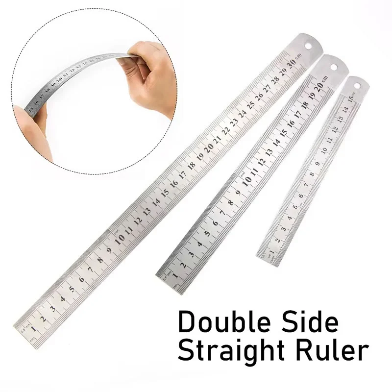 Metal Straight Ruler Stainless Steel Ruler Stationery Drafting Supplies Precision Double Sided Measuring Supplies School Office