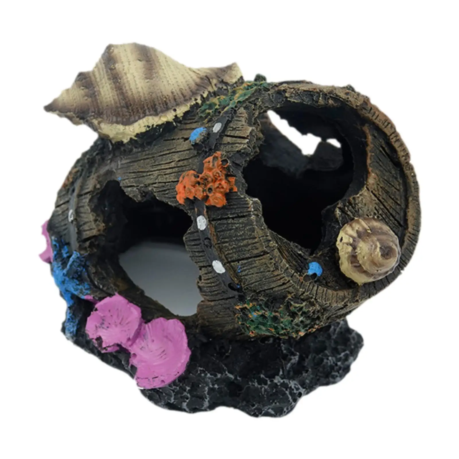 Fish Tank Decoration Landscaping Crafts Hideout Fish Garden Pond Home Decor Fish Tank Ornament Broken Barrel for Fish Cave Hide