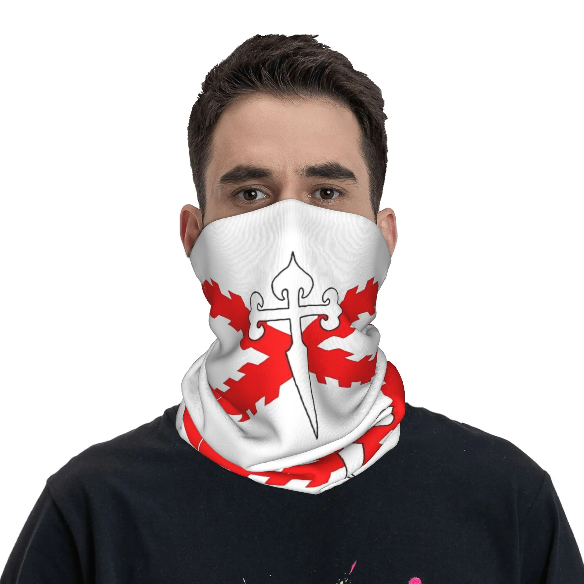 Cross of Santiago Bandana Neck Gaiter Burgundy Cross Wrap Scarf Multi-use Headband Outdoor Sports for Men Women Adult Breathable