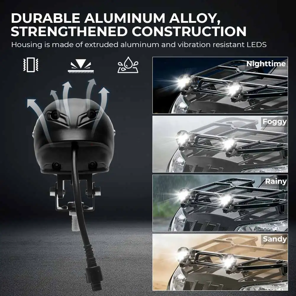 Motorcycle Front Headlight Fog light 12V LED Lens Spotlights Projector Light For SUV ATV UTV 4X4 Car Tractor 4WD Boat Motorcycle