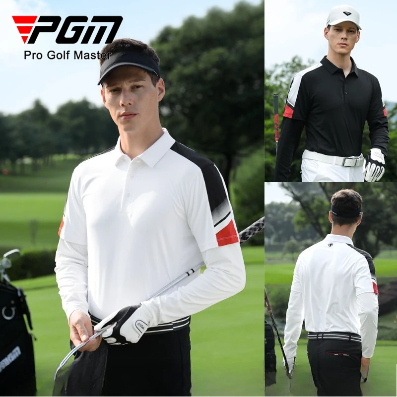 

PGM Golf Мужская футболка с длинными рукавами-поло Осень-зима Быстросохнущая антибактериальная высокоэластичная верхняя одежда YF819