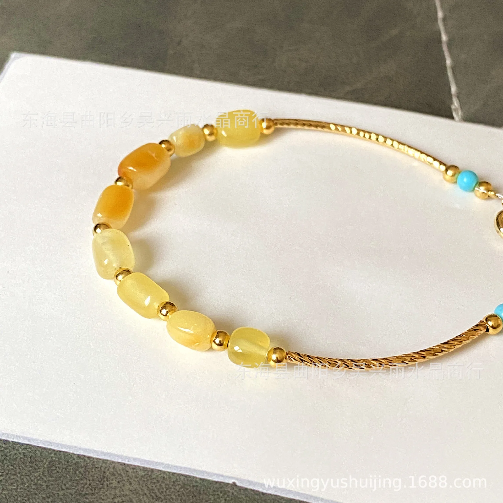 14K gold winding handmade, natural amber beeswax bracelet bracelet jewelry