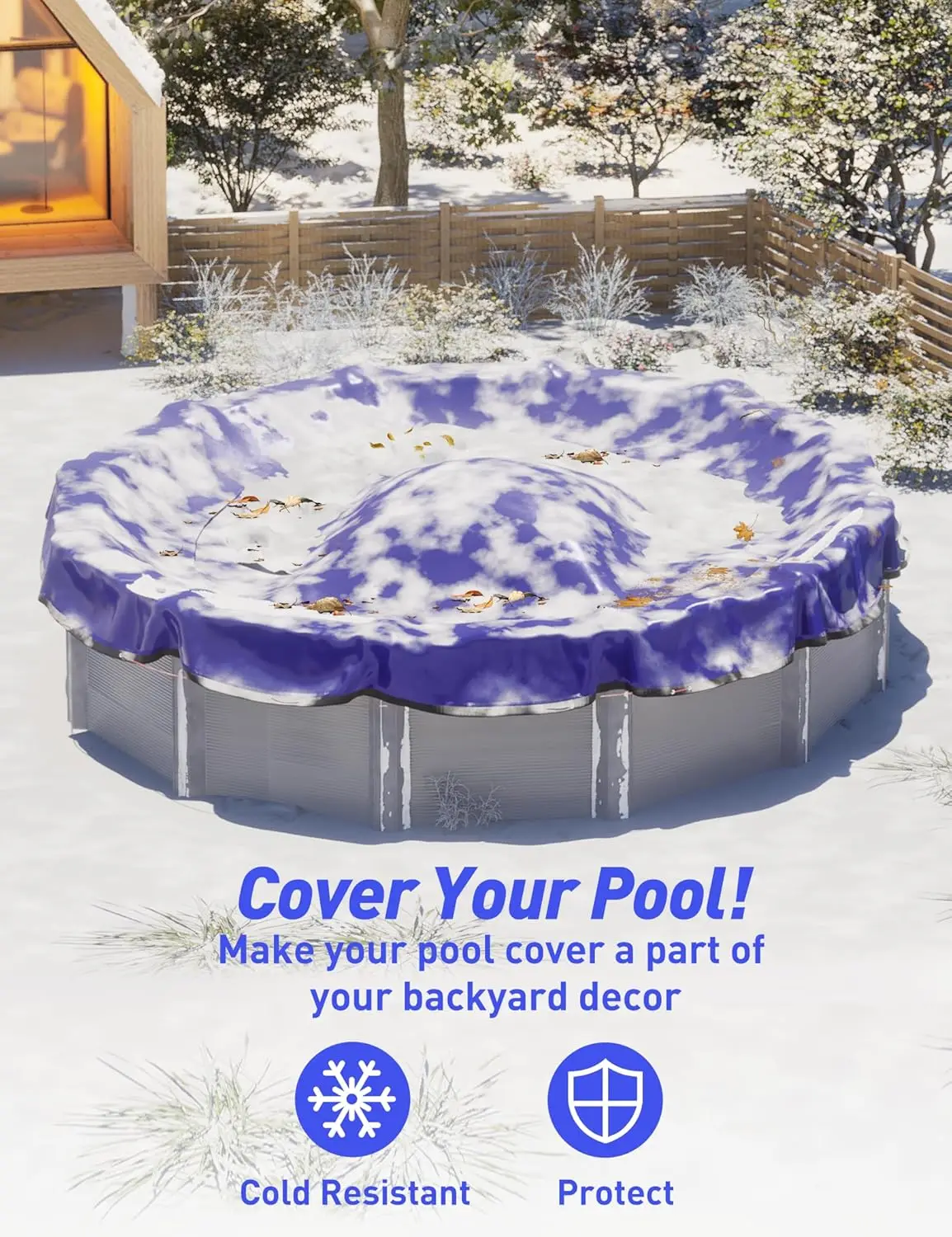 Pool Cover 12FT/15FT/18FT/21FT/24FT/28FT/30FT Round Above Ground - 18 Foot Round Pool Cover, 4 Foot Overlap Extra Thick 420D Rou