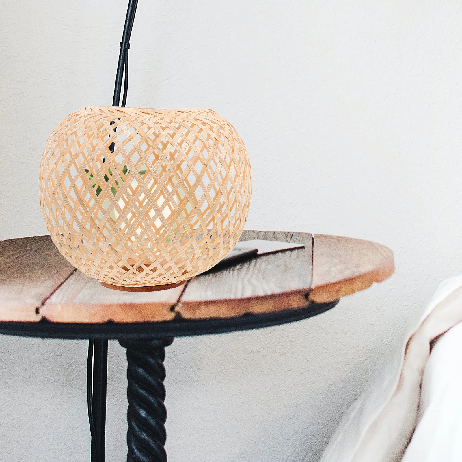 

1 шт., бамбуковый тканый абажур, деревенский потолочный подвесной светильник, чехол для дома, спальни, ресторана, декор, аксессуар для лампы