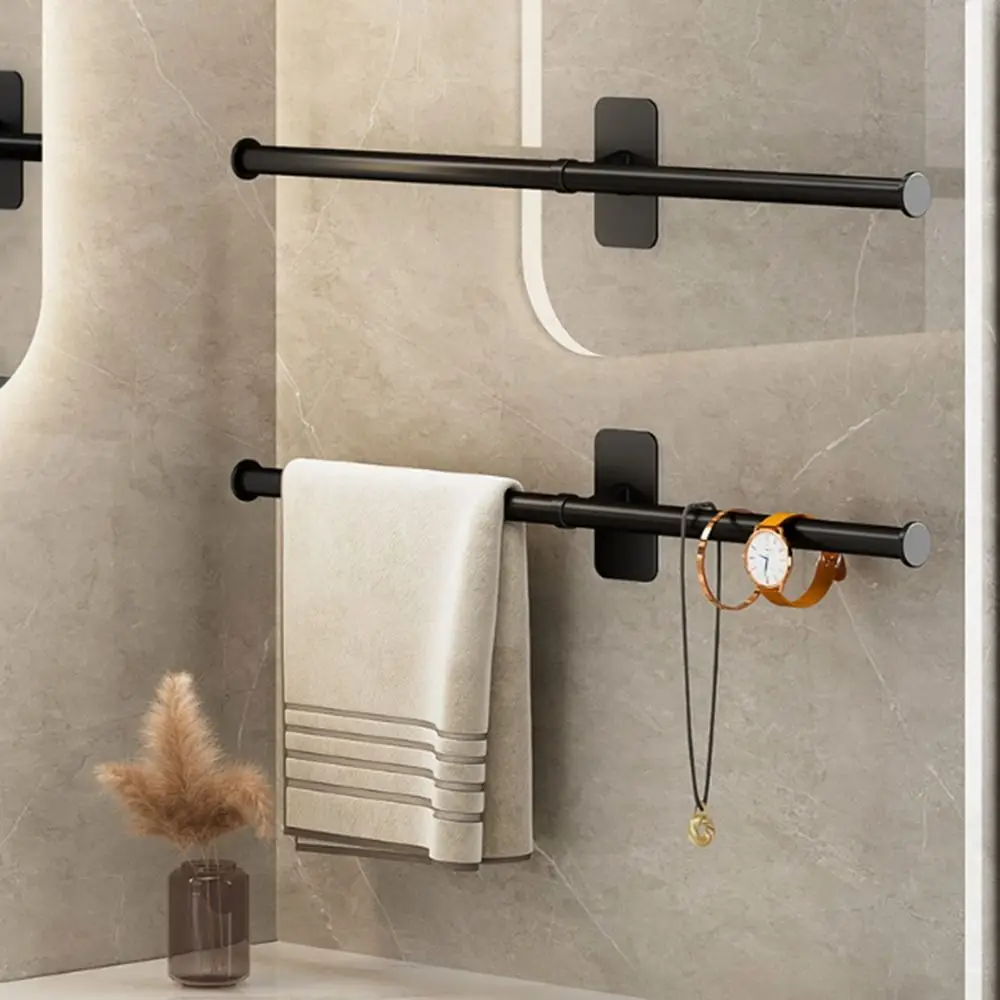 

Black 1Pcs Perforation-Free Self-adhesive White Bathroom Accessories Towel Hanger Towel Holder Towel Rack Storage Rack