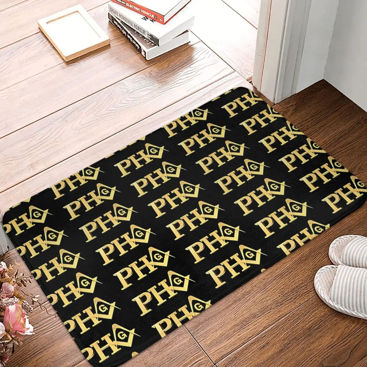 Freemason Bath Mat Prince Hall PHA Gold Square Compass Masonic Doormat Kitchen Carpet Balcony Rug Home Decoration