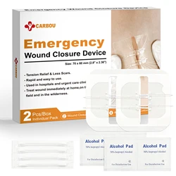 CARBOU 2PCS Zipper Painless Wound Closure Device Suture-free Wound Dressing Closure Strips Kit Emergency Laceration Closures