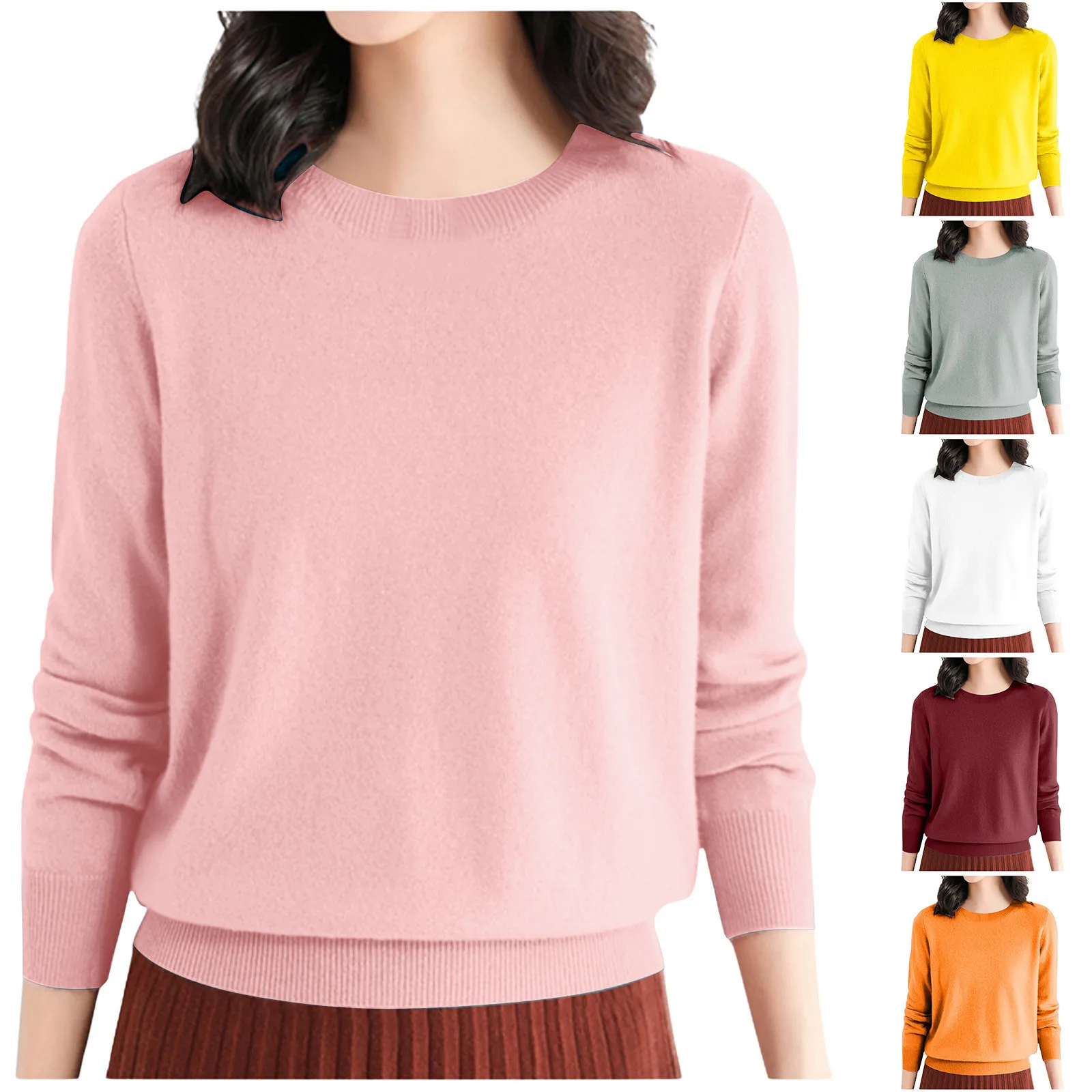 Women's Sweater Autumn Winter O-neck Solid Pullovers Bottoming Shirt Knitwear Long Sleeve Casual Spring Basic Pull Femme Sweater