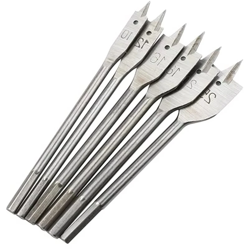 A25I-Carpentry Boring Drill Bit Set 6Pcs Flat Spade 10-25Mm Three Point Positioning For Door Lock Hole Creation