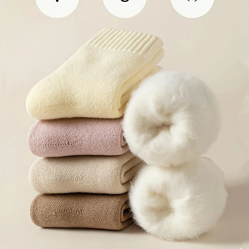 

7 пар женских зимних вязаных носков Mannice, однотонные теплые носки до середины икры, можно стирать в машине и можно стирать в руках,